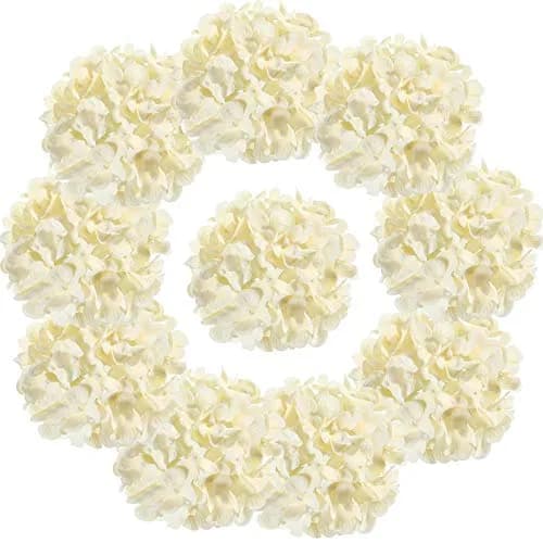 LUSHIDI Silk Hydrangea Heads with Stems 10PCS | Elegant Artificial Flowers for Wedding & Home Decor thumbnail 1
