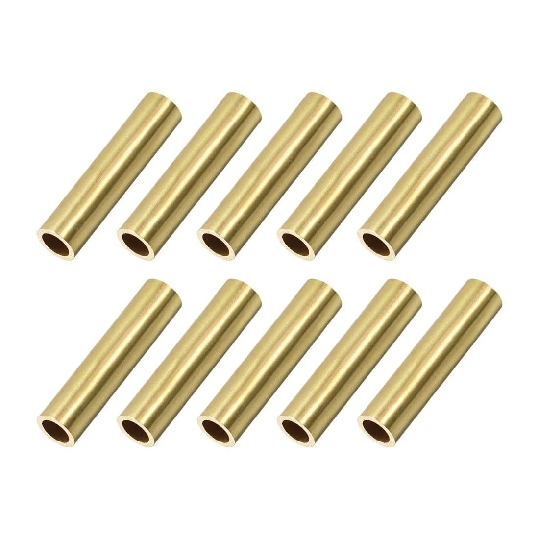 uxcell Brass Round Tube 7mm OD 1mm Wall Thickness 30mm Length Seamless Pipe Tubing (10 Pcs) | DIY Crafts & Macrame Holders - main product image