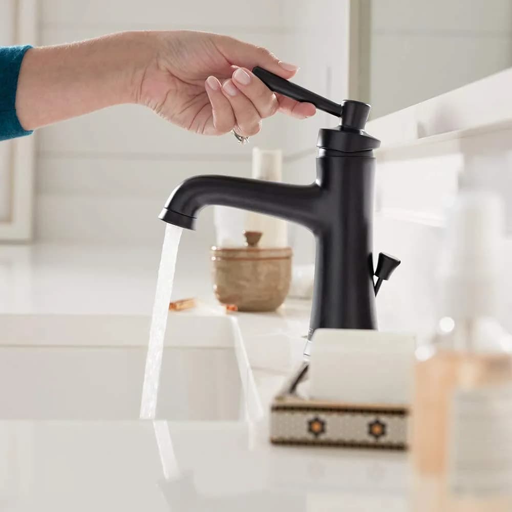 hansgrohe Joleena Single-Hole Bathroom Faucet with Pop-Up Drain, 19.7 cm (7.75 Inches) Tall, Matte Black | 1.2 GPM Water Saving - view 2