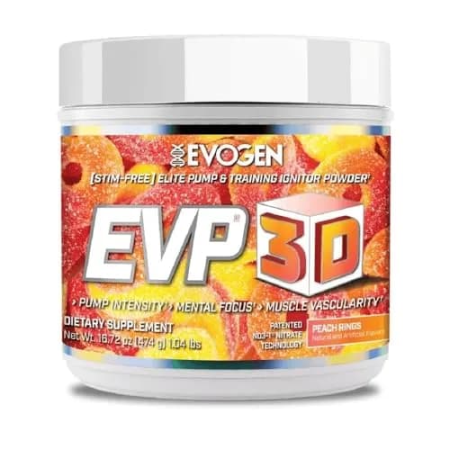 Evogen EVP 3D Stim-Free Pre-Workout Powder 40 Servings | Peach Rings | Caffeine-Free, Arginine Nitrate, L-Citrulline thumbnail 1