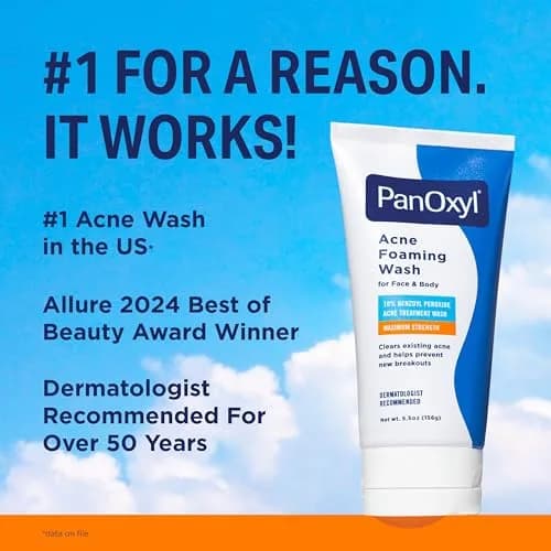 PanOxyl 10% Benzoyl Peroxide Acne Foaming Wash 156g (5.5 Oz) | Maximum Strength Daily Face and Body Cleanser thumbnail 3