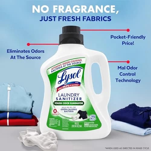 Lysol Tough Odor Eliminator Laundry Sanitizer Liquid 2663ml (90 Fl Oz) | Kills 99.9% Bacteria thumbnail 9