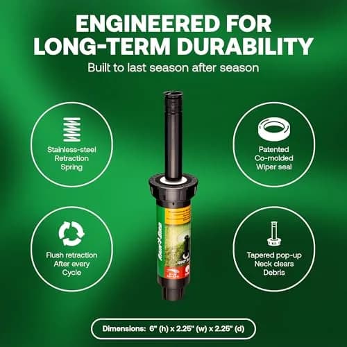 Rain Bird 1804VAN 1800 Series Professional Pop-Up Sprinkler Head 4 Inch (10.16 cm) | 5-Pack, Adjustable 0-360 Degree Arc Nozzle Pattern, Up to 15 Ft Spray Distance thumbnail 5