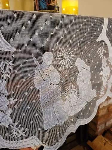 DoubleWood White Lace Jesus Garland Christmas Table Runner 50 cm (20 in) x 228 cm (90 in) | Festive Holiday Decor for Mantles and Tables thumbnail 7