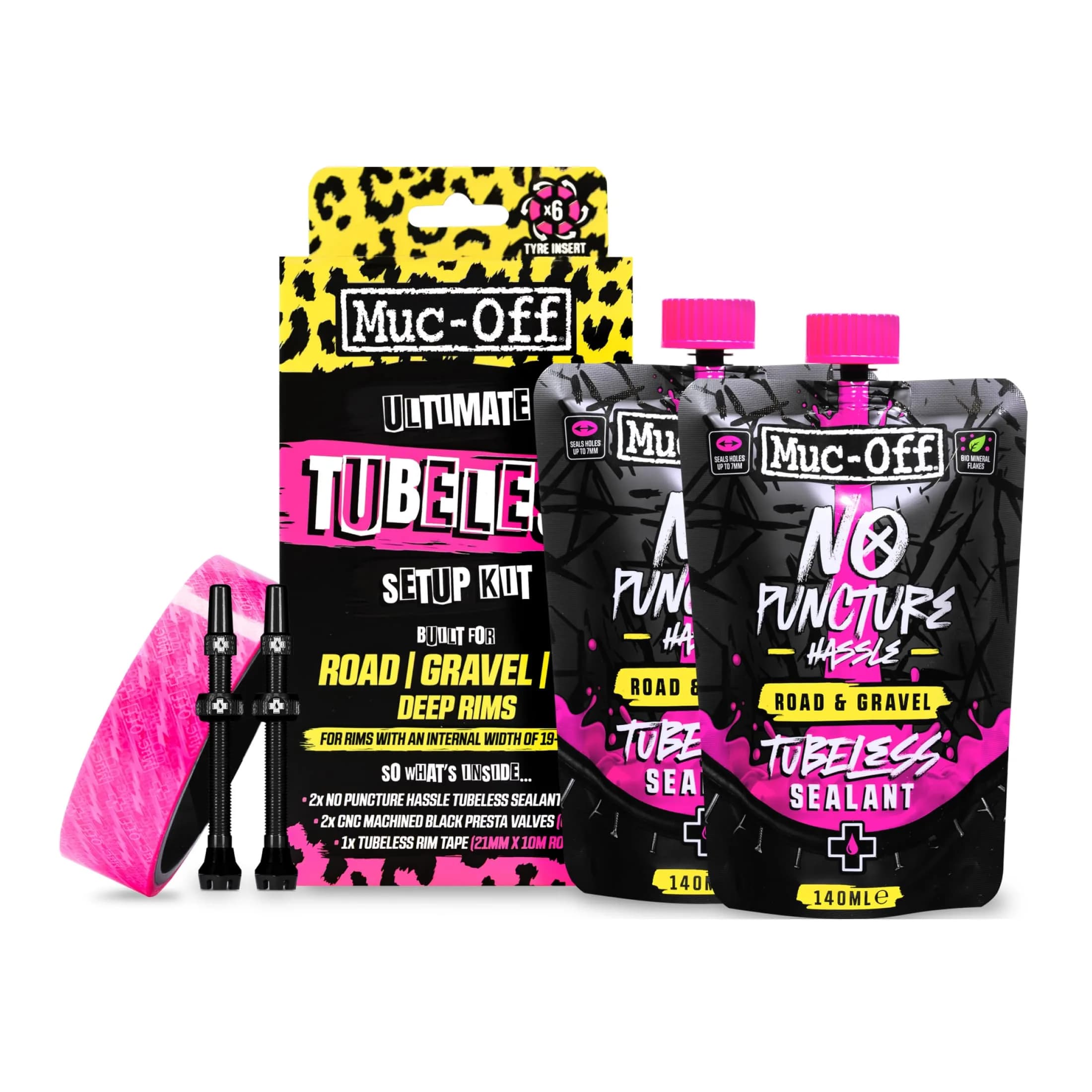 Muc-Off Ultimate Tubeless Setup Kit, Road/Gravel/CX, 60mm | Complete Tubeless Conversion Solution