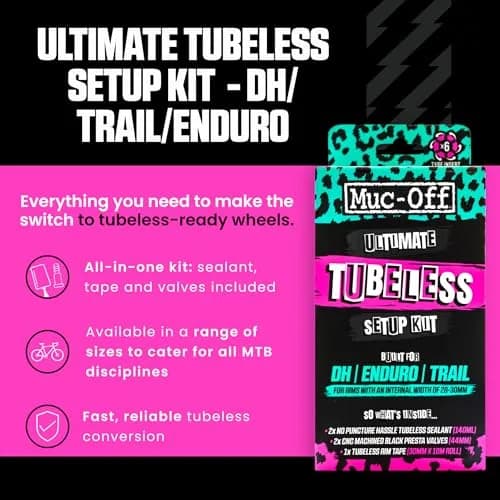 Muc-Off Ultimate Tubeless Setup Kit, DH/Trail/Enduro, 30mm Tape, 44mm Valve | Complete MTB & Road Conversion thumbnail 2