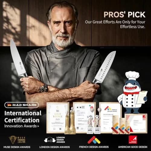 MAD SHARK Kitchen Knife Set 5 Piece | High Carbon German Steel, Ergonomic Handles, Dishwasher Safe thumbnail 5