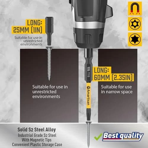 Amartisan Torx Bit Set, 24-Piece S2 Steel, 1" & 2.3" Long T5 - T40, Security, Tamper Resistant Fastener Drive Bit thumbnail 5