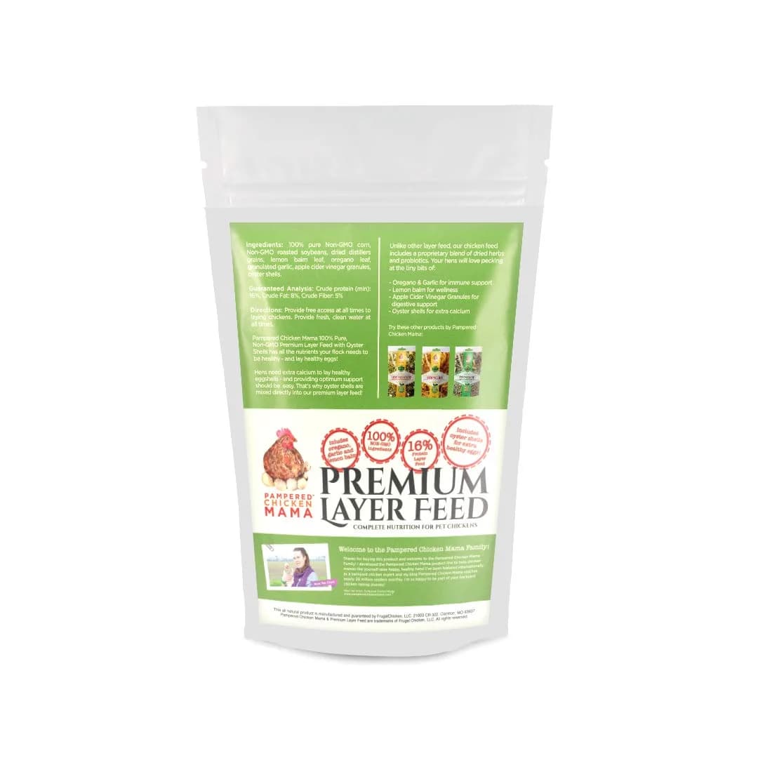 Pampered Chicken Mama Backyard Chicken Feed - Premium Layer Pellets 1280 Fl Oz | High Protein & Calcium