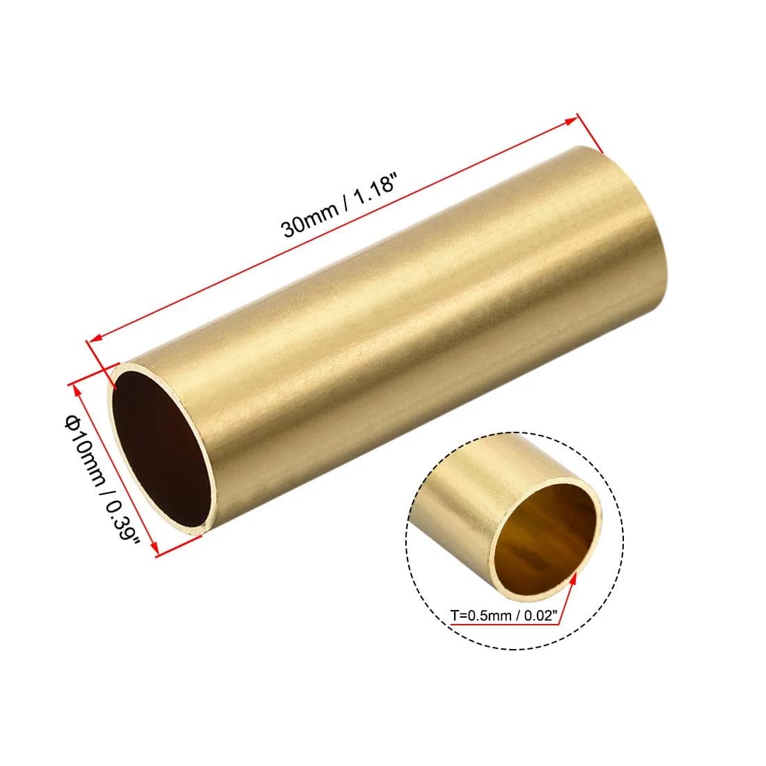 uxcell Brass Round Tube 10mm OD 0.5mm Wall Thickness 30mm Length Seamless Pipe Tubing 10 Pcs | DIY Craft Material - view 3