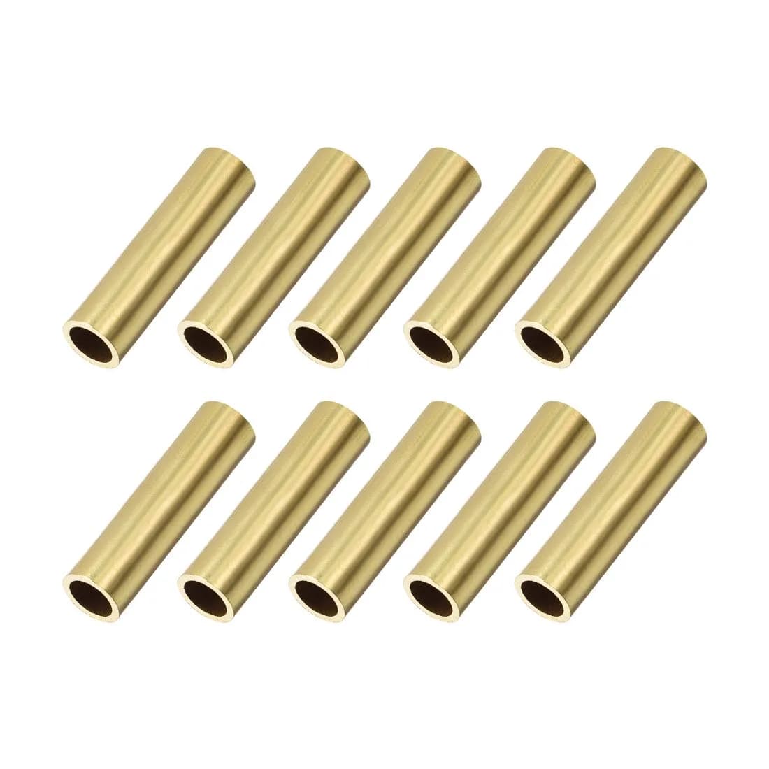 uxcell Brass Round Tube 8mm OD 1mm Wall 30mm Length Seamless Pipe Tubing | 10 Pcs for DIY Crafts - main product image