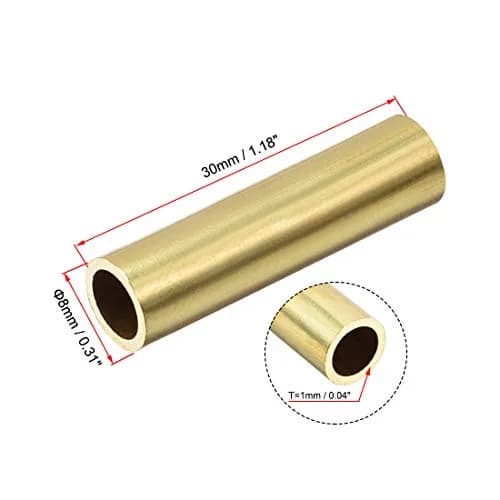 uxcell Brass Round Tube 8mm OD 1mm Wall 30mm Length Seamless Pipe Tubing | 10 Pcs for DIY Crafts thumbnail 3