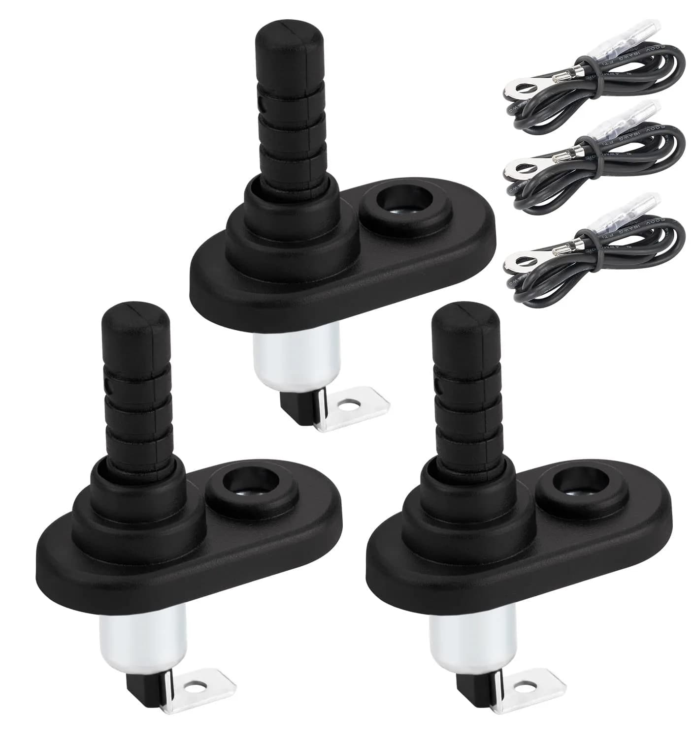 DAIERTEK 3-Pack 12V Door Pin Switch with Rubber Boot | Nickel Plated, 20A, Momentary ON/OFF thumbnail 1