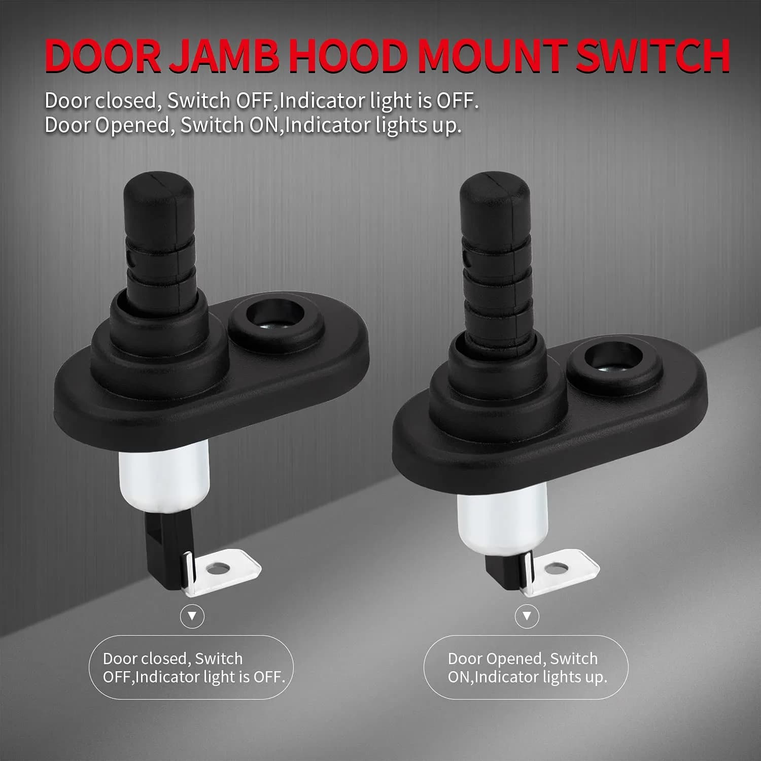 DAIERTEK 3-Pack 12V Door Pin Switch with Rubber Boot | Nickel Plated, 20A, Momentary ON/OFF thumbnail 2