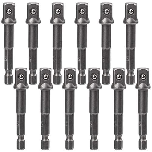 OIIKI 12 Pack 3/8 inch Square Socket Adapter Bit Set | Impact Driver Power Bits for Automotive DIY, 10mm Square Tip, 1/4 Hex Shank thumbnail 1