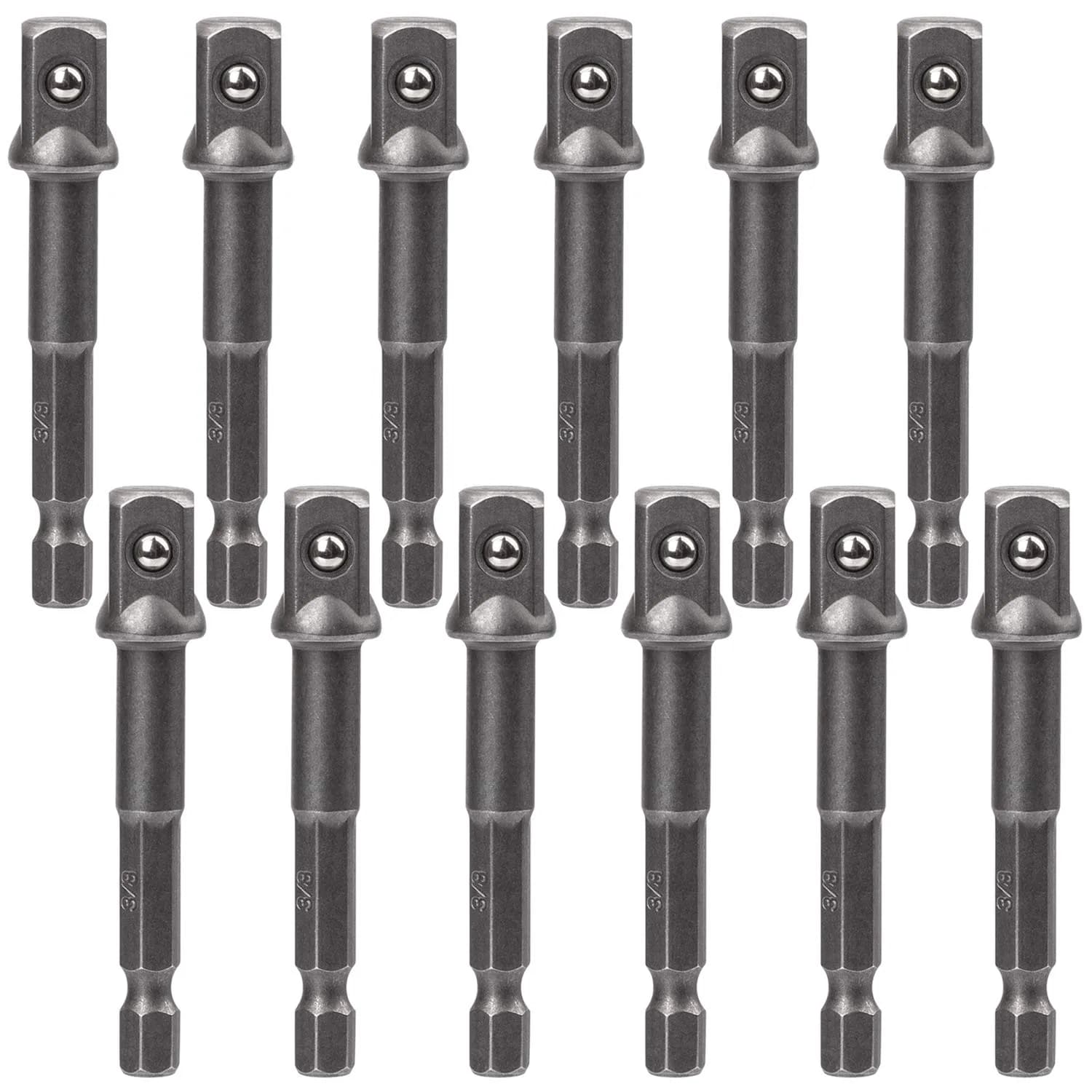 OIIKI 12 Pack 3/8 inch Square Socket Adapter Bit Set | Impact Driver Power Bits for Automotive DIY, 10mm Square Tip, 1/4 Hex Shank - main product image