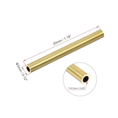 uxcell Brass Round Tube 3mm OD 0.5mm Wall 30mm Length | Seamless Pipe for DIY Crafts (10 Pcs) thumbnail 3