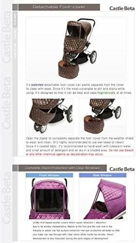 Manito Castle Beta Stroller Weather Shield Khaki Grey | UV & Water Resistant thumbnail 4