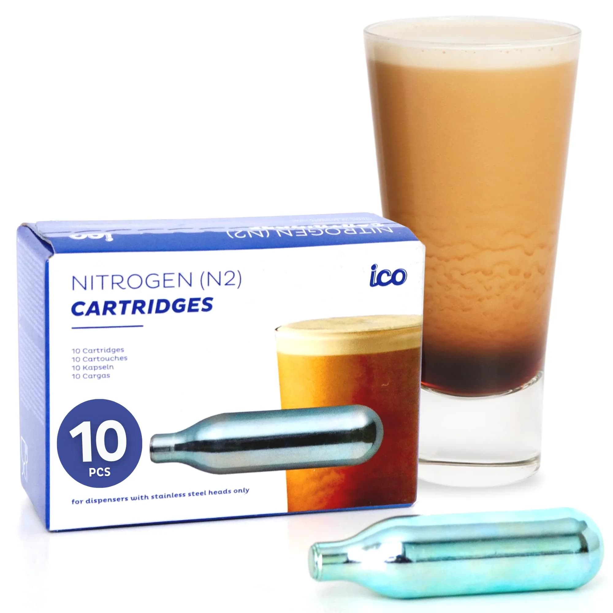 ICO 2g Nitrogen Cartridges | Compatible with Cold Brew & Nitro Coffee Machines
