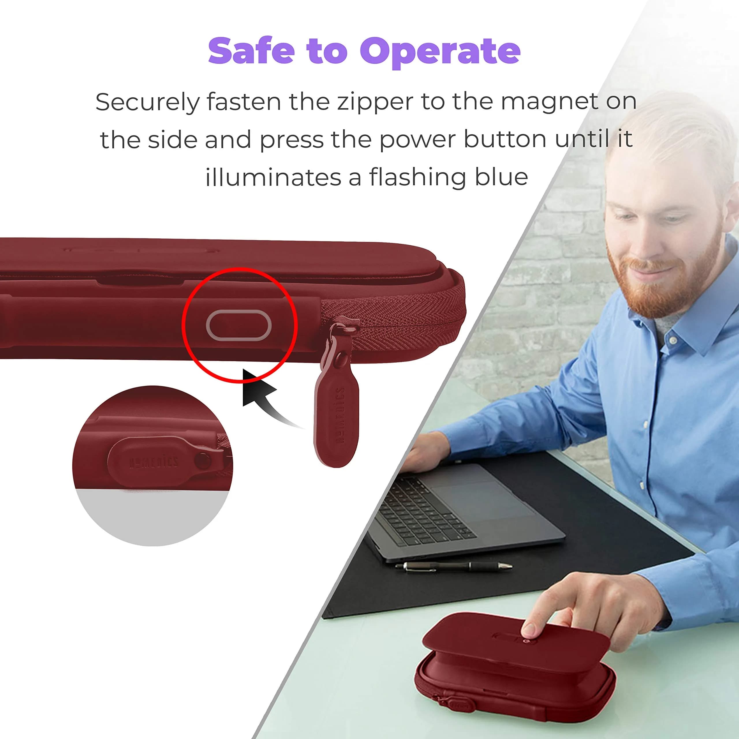 Homedics UV Clean Phone Sanitizer Red | Kills 99.9% Bacteria & Viruses - view 5