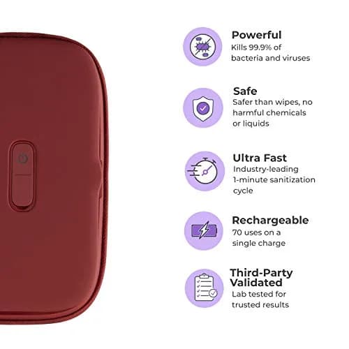 Homedics UV Clean Phone Sanitizer Red | Kills 99.9% Bacteria & Viruses thumbnail 3