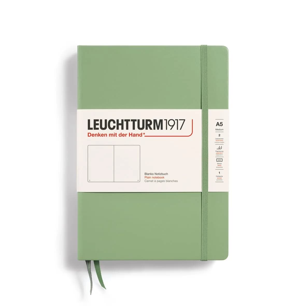 LEUCHTTURM1917 Notebook Hardcover Medium A5 251 Pages | Squared, Port Red — Sage / Medium (A5)