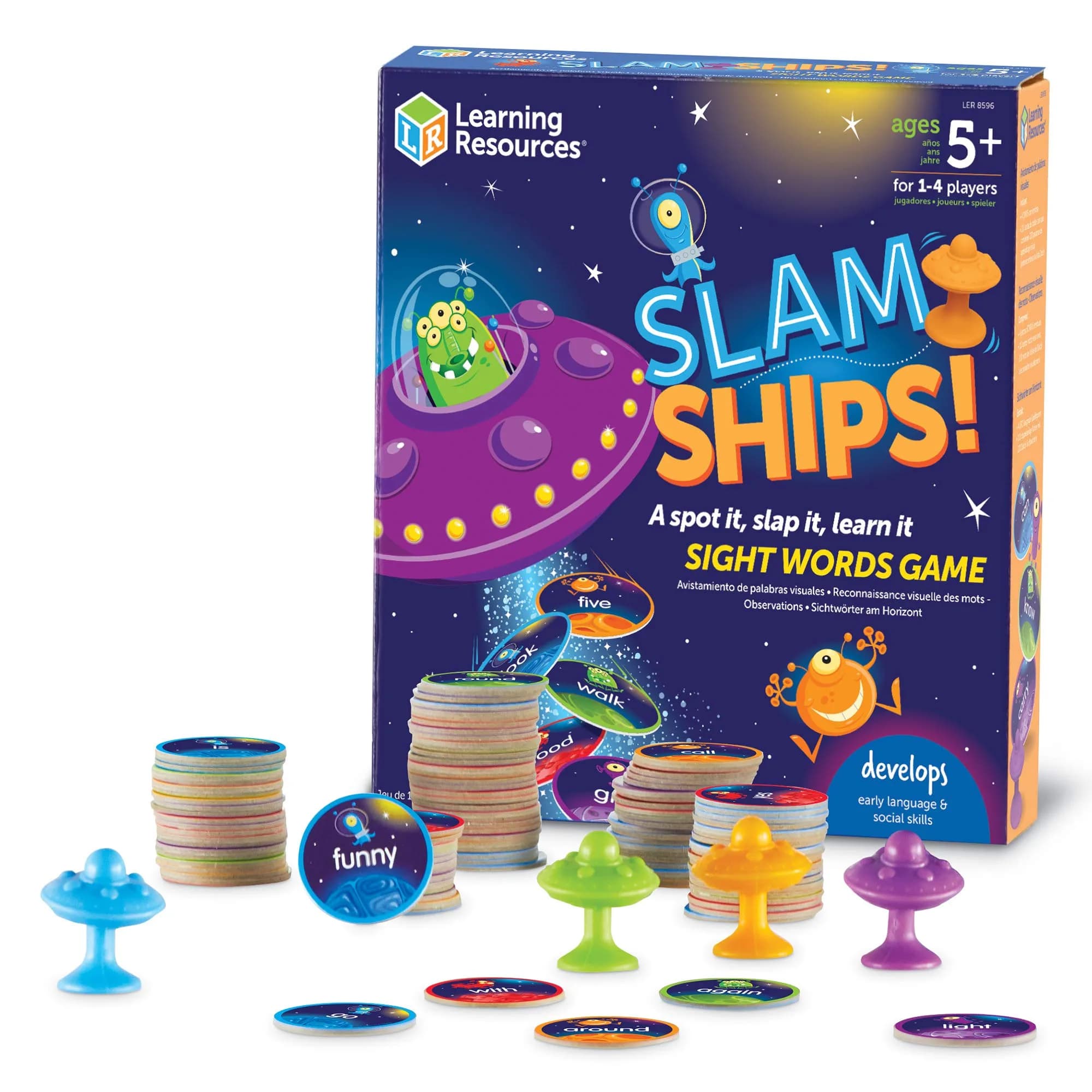 Learning Resources Slam Ships Sight Words Game for Kids Ages 5+, 220 Dolch Sight Words — Multi