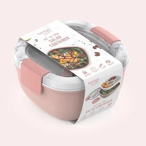 Bentgo Salad Container Lunch Bowl with 4-Compartment Toppings Tray, 1960ml (54 oz) | Leak-Proof Dressing Container, Reusable Fork, BPA-Free, Microwave & Dishwasher Safe thumbnail 8