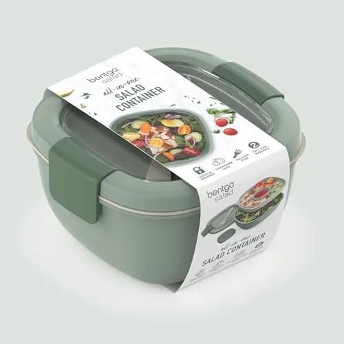 Bentgo Salad Container, Lunch Bowl with 4-Compartment Toppings Tray, 1531 ml (54 oz) | Leak-Proof Dressing Container, Reusable Fork, BPA-Free, Microwave & Dishwasher Safe thumbnail 8