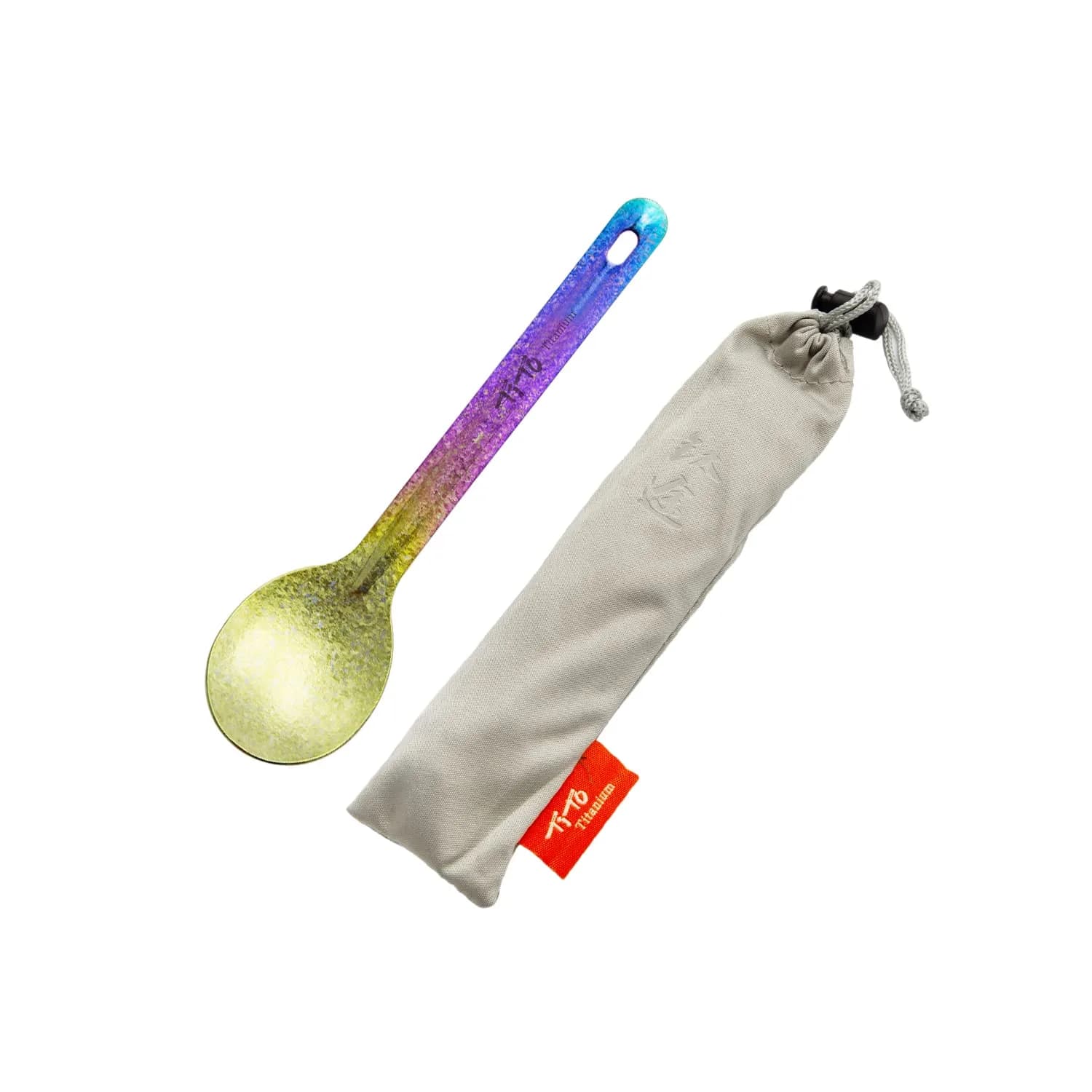 TiTo Bright Colorful Titanium Spork for Outdoor Camping Light Weight Titanium Spoon for Travel Home with Cloth Bag