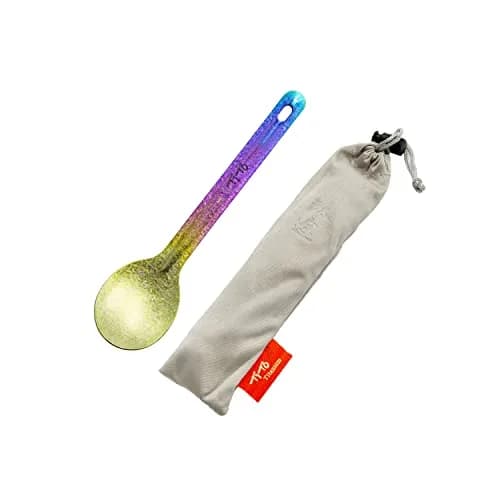 TiTo Bright Colorful Titanium Spork for Outdoor Camping Light Weight Titanium Spoon for Travel Home with Cloth Bag thumbnail 1