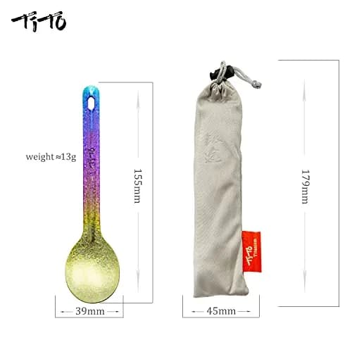 TiTo Bright Colorful Titanium Spork for Outdoor Camping Light Weight Titanium Spoon for Travel Home with Cloth Bag thumbnail 2