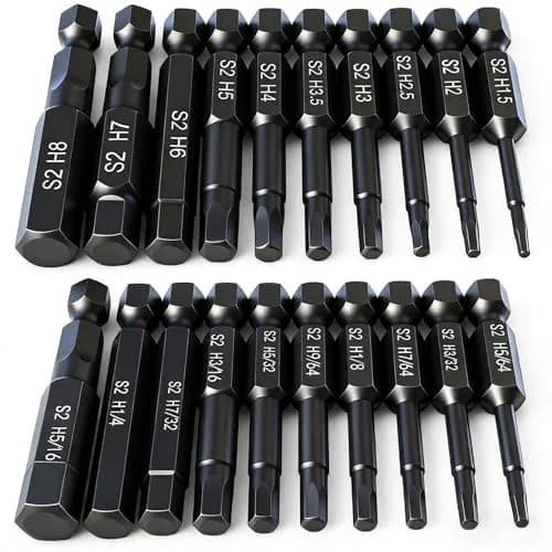 PTSLKHN Hex Head Allen Wrench Drill Bit Set 20pc (10 Metric, 10 SAE) | 1/4" Quick Release Shank Magnetic Hex Bits thumbnail 1