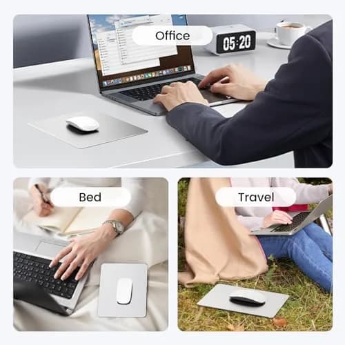 HONKID Metal Aluminum Mouse Pad for Magic Mouse 9.45 x 7.87 Inch Silver | Precise Control & Durable Aluminum thumbnail 4
