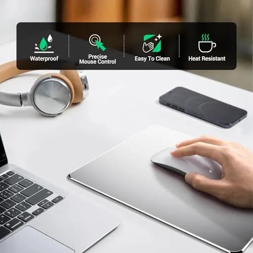 HONKID Metal Aluminum Mouse Pad for Magic Mouse 9.45 x 7.87 Inch Silver | Precise Control & Durable Aluminum thumbnail 5