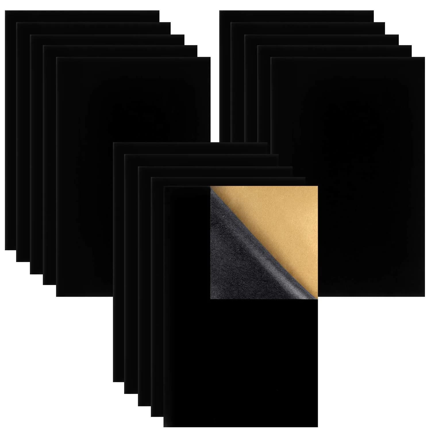 Thyores Black Felt Sheets 15PCS A4 Size (21cm x 30cm) | Self-Adhesive Velvet Fabric for DIY Crafts - main product image