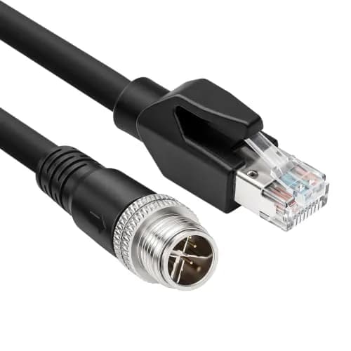 SZRMCC M12 8 Pin X-Code Male to RJ45 Ethernet Cable 1m | Industrial Gigabit Shielded Waterproof Network Cable thumbnail 1