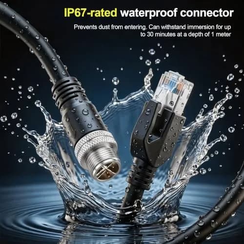 SZRMCC M12 8 Pin X-Code Male to RJ45 Ethernet Cable 1m | Industrial Gigabit Shielded Waterproof Network Cable thumbnail 3