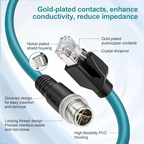 SZRMCC M12 8 Pin X-Code Ethernet Cable RJ45 Cat7e 3m (9.84ft) | Industrial GigE Vision Data Transmission thumbnail 2