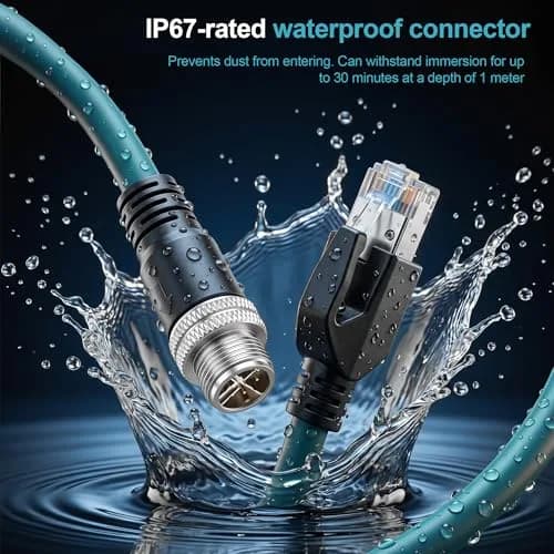 SZRMCC M12 8 Pin X-Code to RJ45 Cat 6 Ethernet Cable 5m (16.4ft) | Industrial Machine Vision GigE Cable thumbnail 3