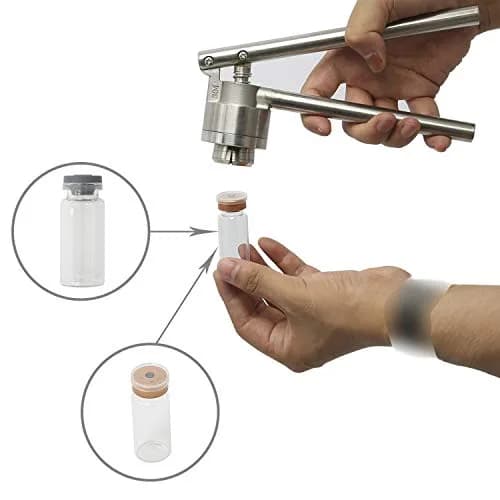 HighFree 20mm Vial Crimper with 10ml Vials, Stoppers & Caps | Stainless Steel Hand Sealer for Pharmaceutical & Lab Use thumbnail 3