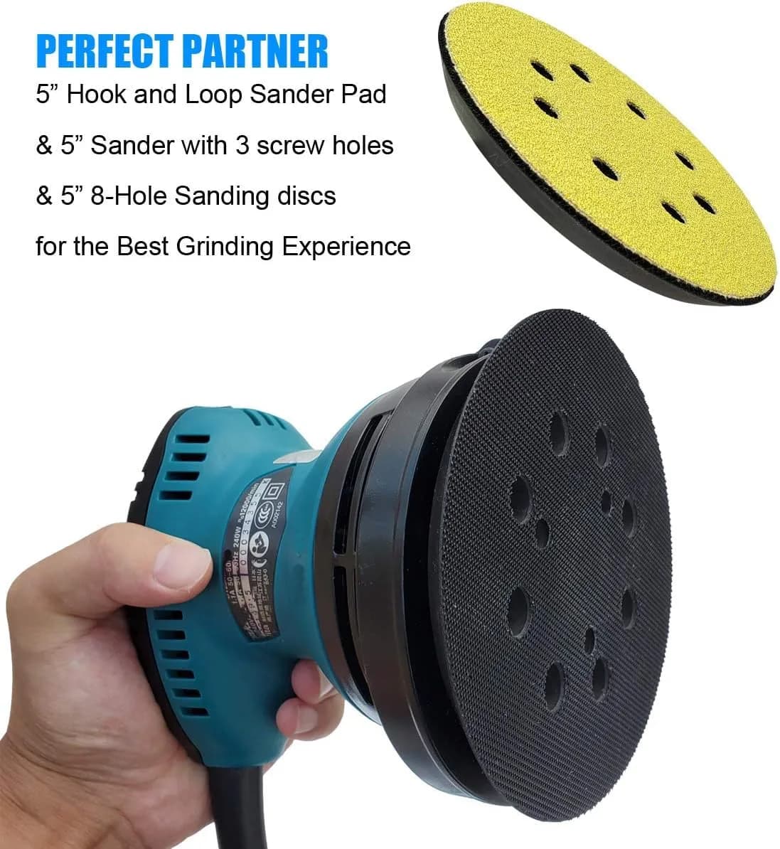 Tockrop 5" Hook and Loop Replacement Sander Pad | Universal Fit for Makita Sanders & 8-Hole Dust Extraction - view 5