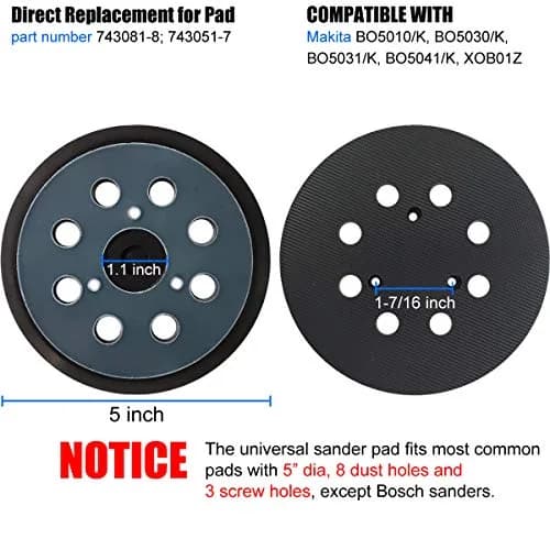 Tockrop 5" Hook and Loop Replacement Sander Pad | Universal Fit for Makita Sanders & 8-Hole Dust Extraction thumbnail 2