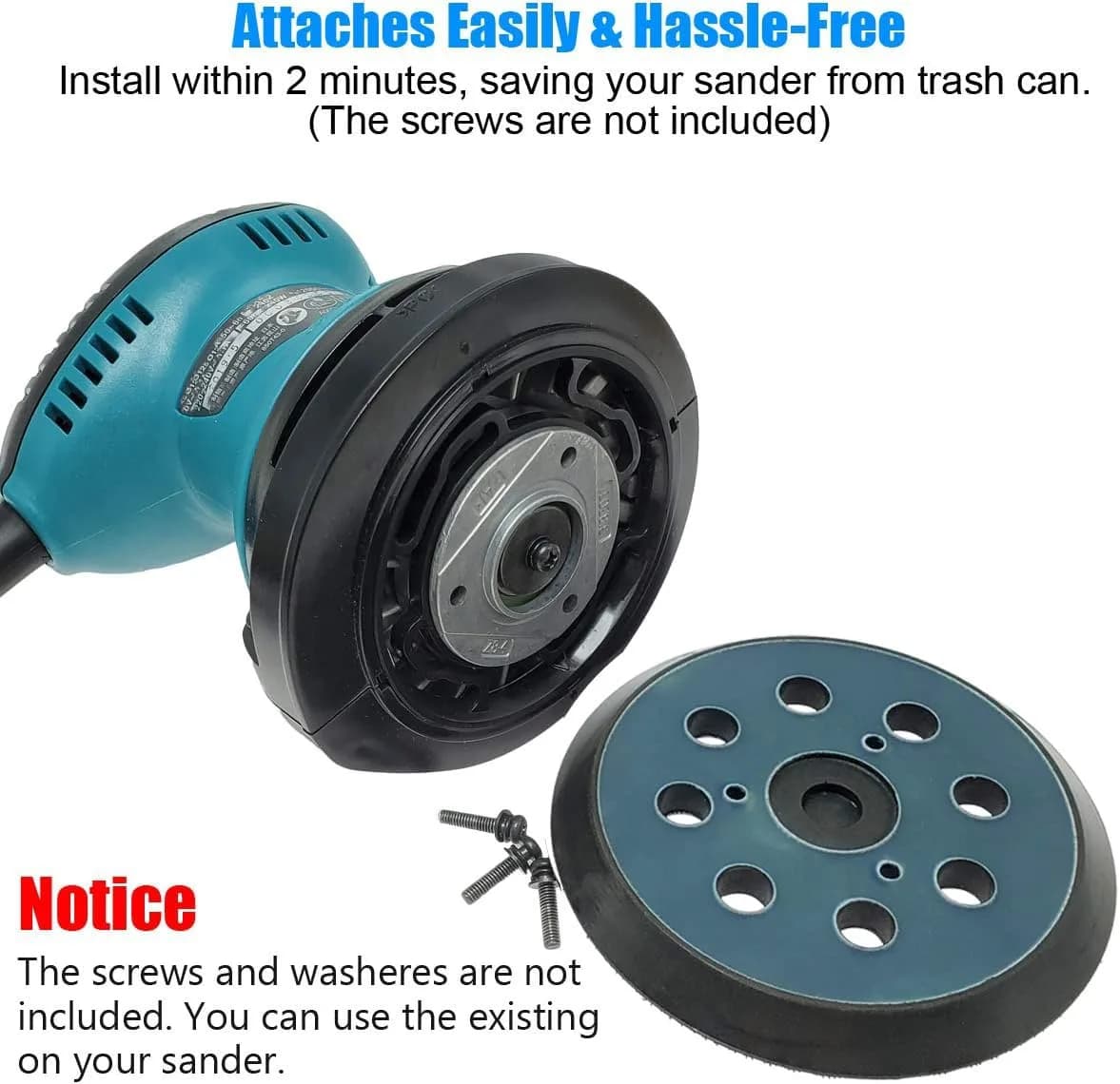 Tockrop 5" Hook and Loop Replacement Sander Pad | Universal Fit for Makita Sanders & 8-Hole Dust Extraction - view 4
