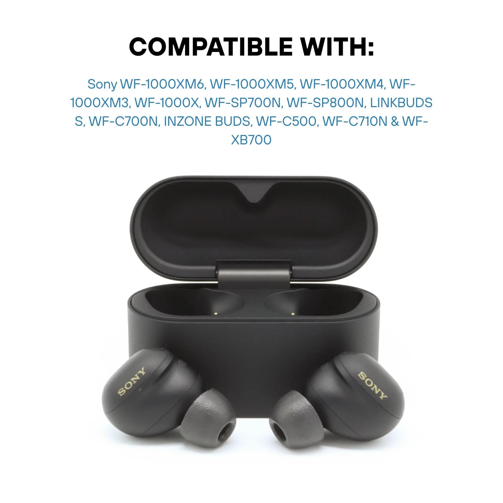 Comply Memory Foam Replacement Ear Tips, Black Medium (3 Pairs) | Secure Fit for Sony True Wireless Earbuds - view 2