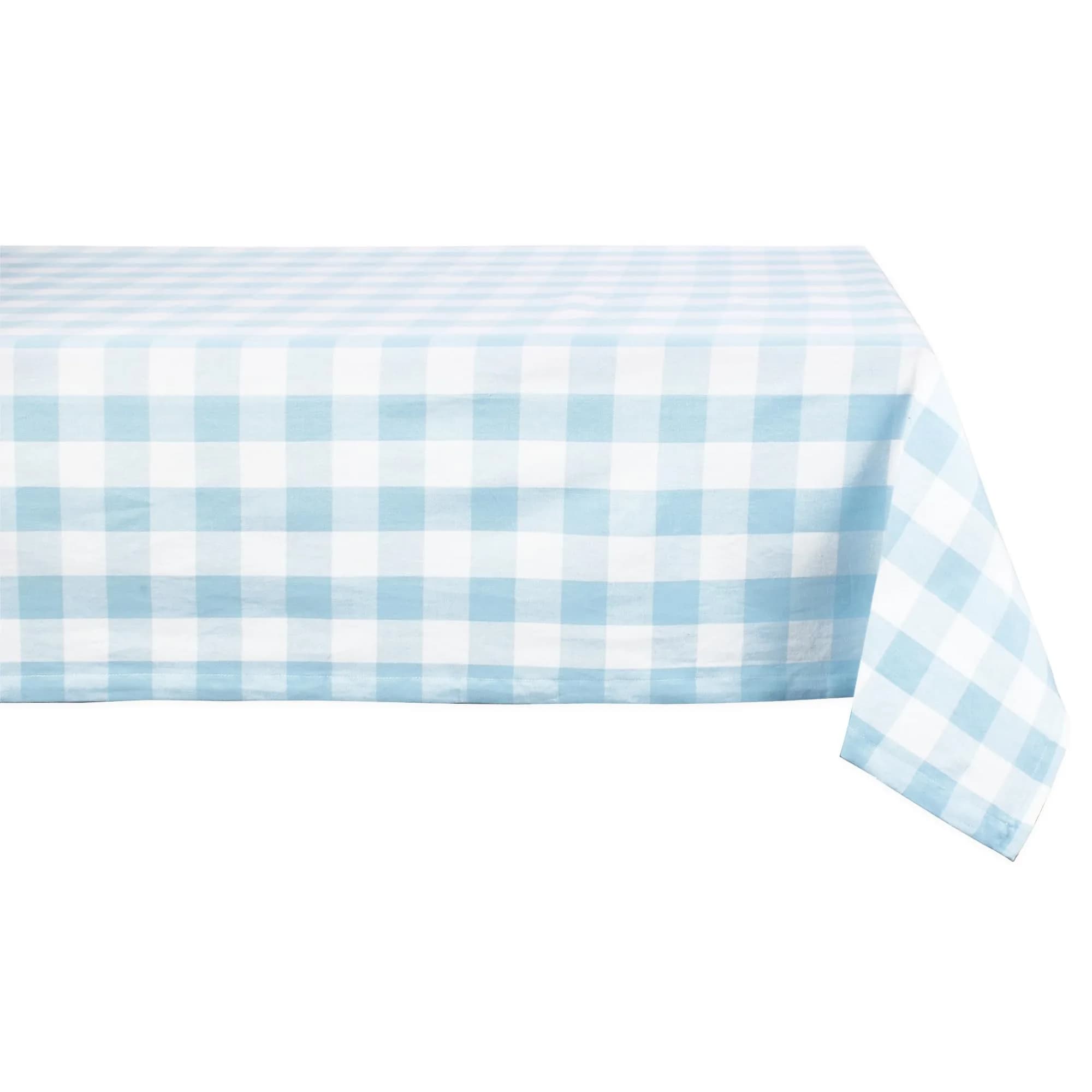 DII Buffalo Check Classic Farmhouse Tablecloth 152cm x 264cm (60" x 104") | Light Blue & White Cotton — Light Blue & White