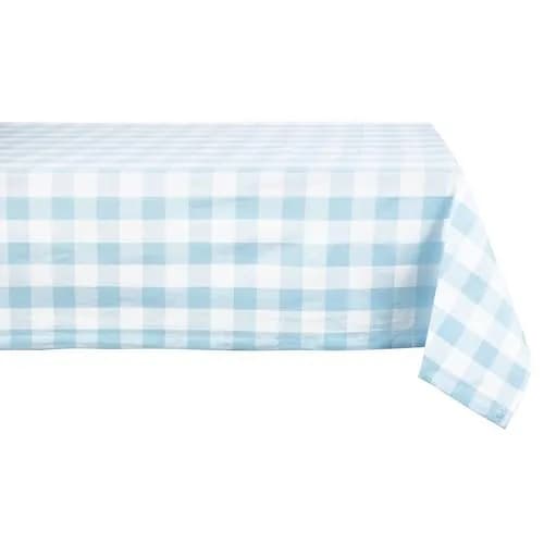 DII Buffalo Check Classic Farmhouse Tablecloth 152cm x 264cm (60" x 104") | Light Blue & White Cotton thumbnail 1
