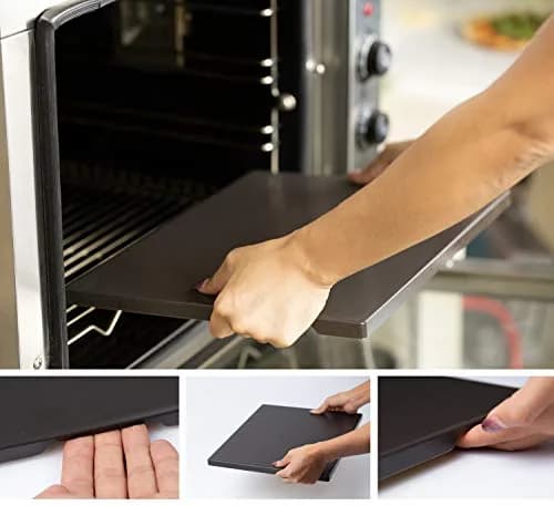 ROCKSHEAT 15" x 12" Black Glazed Pizza Stone | Cordierite Baking Stone for Oven Grill thumbnail 6