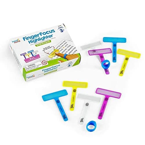 hand2mind FingerFocus Highlighter, Guided Reading Strips, 6 Pack | Bright, Transparent Wands for Kids with Dyslexia & ADHD thumbnail 1