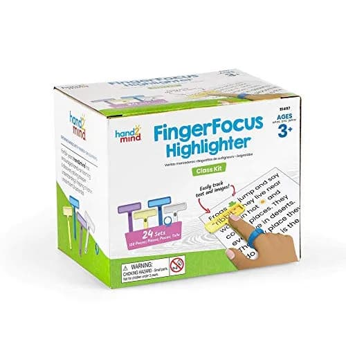 hand2mind FingerFocus Highlighter, Guided Reading Strips, Tracker, Color Overlays for Dyslexia, ADHD Tools for Kids, Wide Tip, 24 Count thumbnail 7